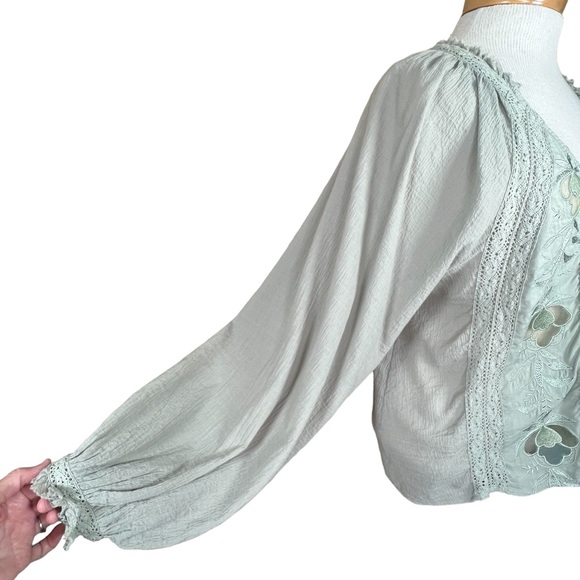 Free People Women’s Sivan Embroidered High/Low Blouse With Lace & Nettin… - Picture 5 of 15